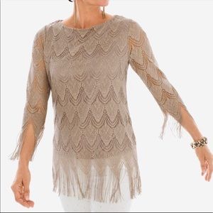 Chico’s Gold Metallic Fringe Top
